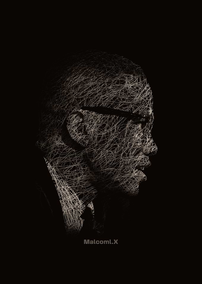 Malcolm X Scribble art
