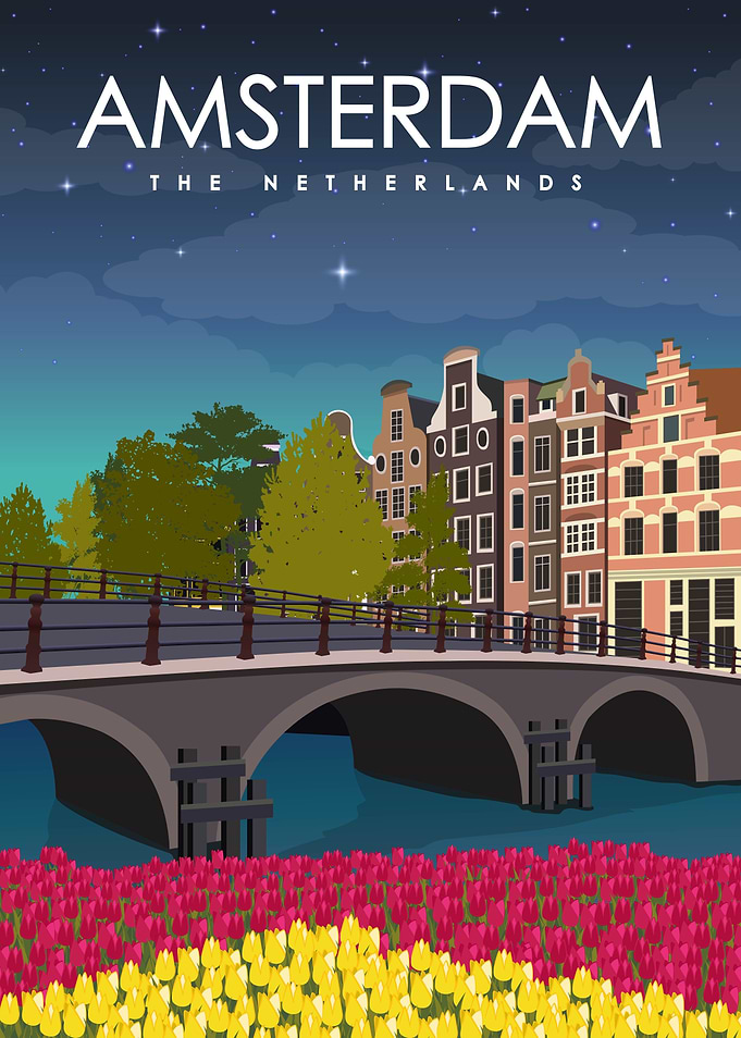 Amsterdam Travel Poster