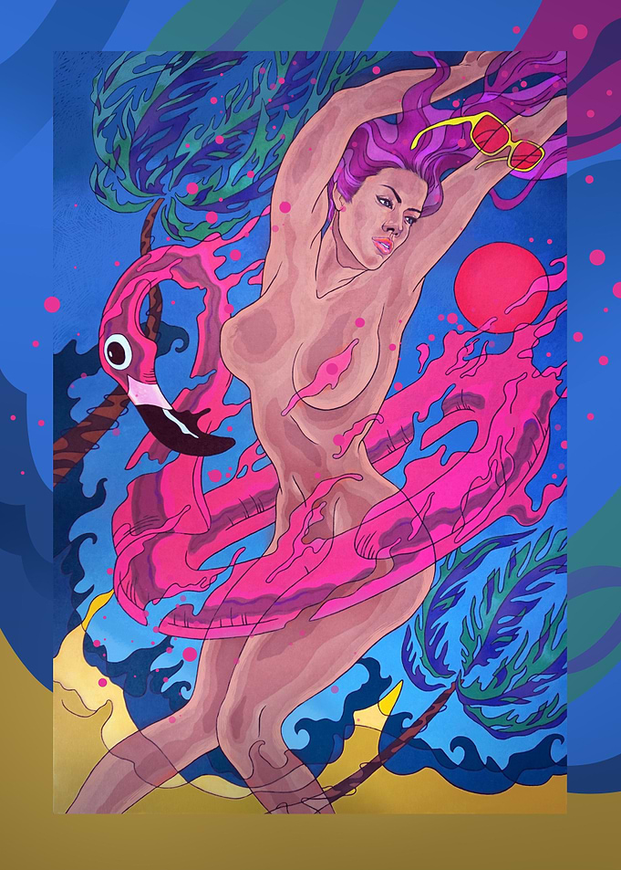 Melting flamingo