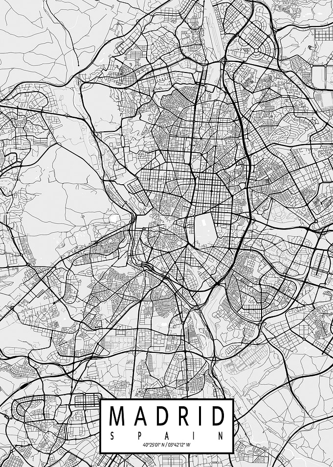 Madrid City Map Light