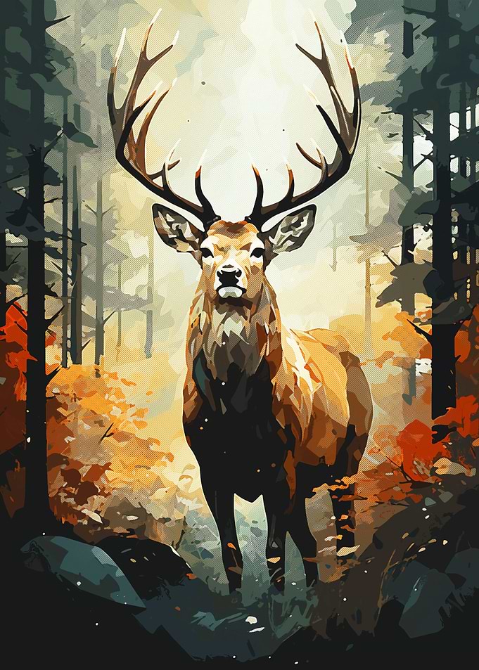 painting Deer Vintage