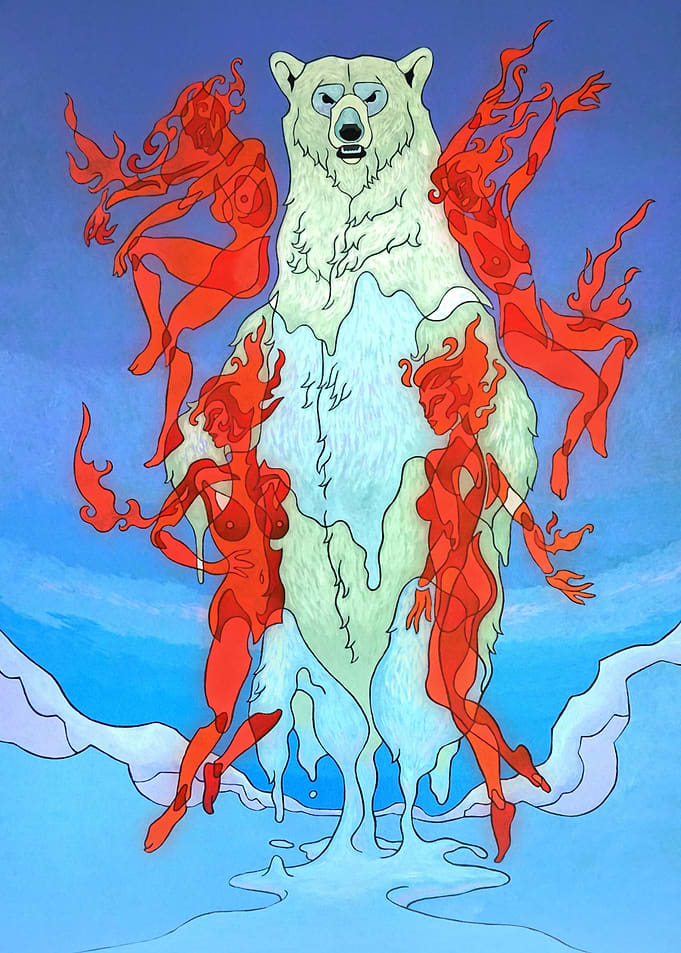 Melting polar bear