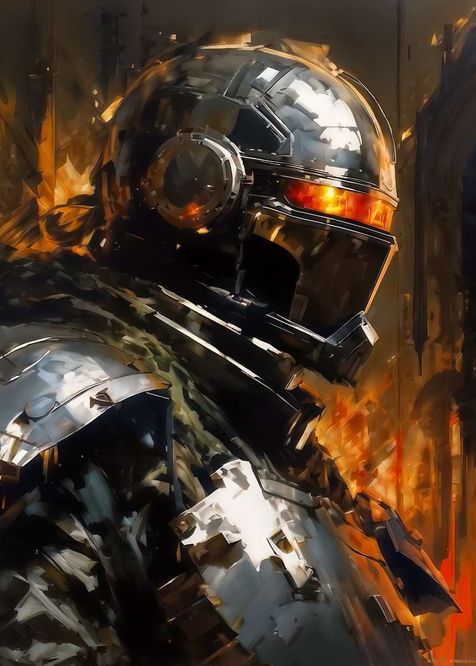 Space soldier in a helmet