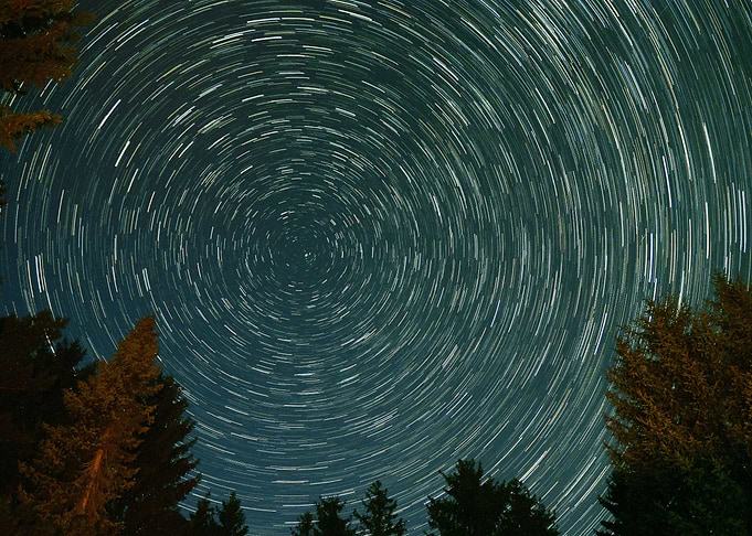 Star Trails above clearing