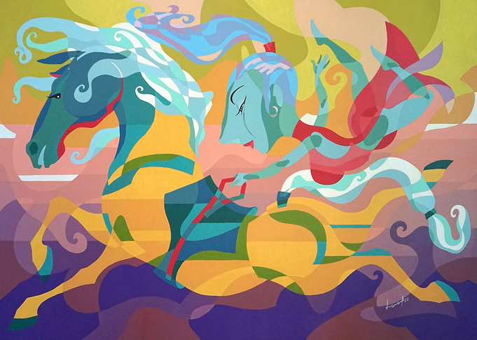 Gymnastic on horse