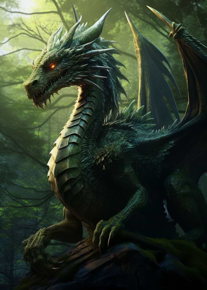 Green Dragon in Forest
