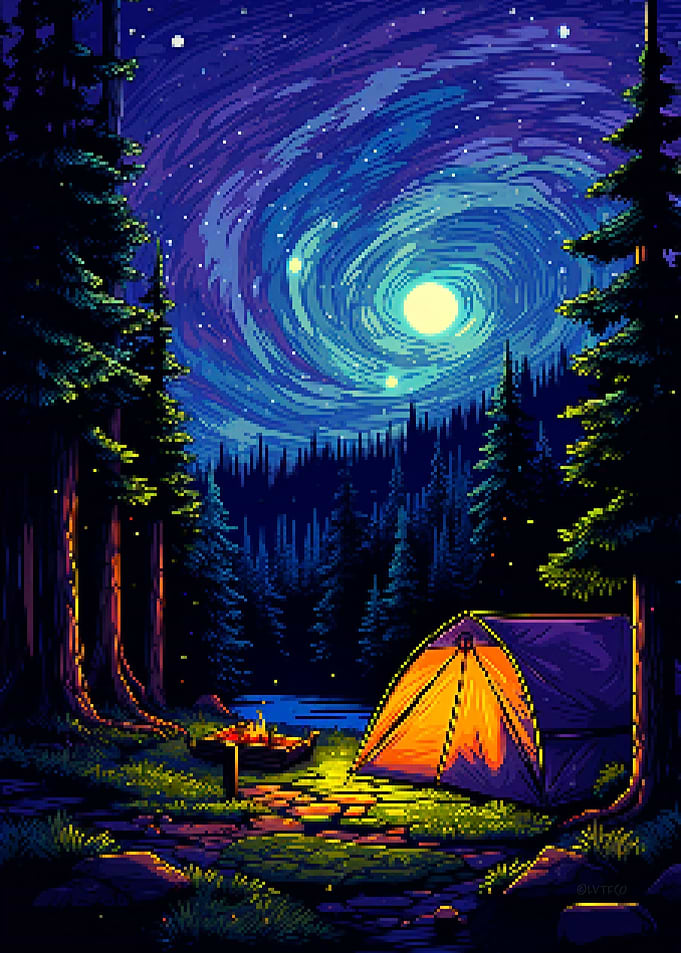 Zen Camping Pixel Art