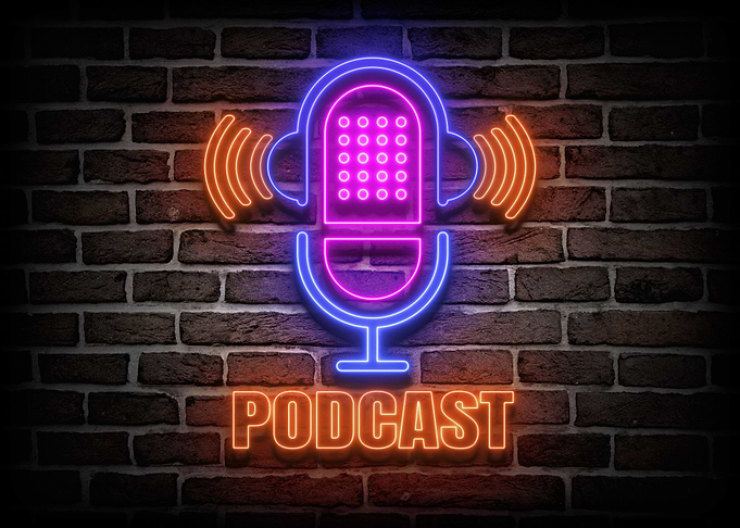 Microphone Podcast Neon