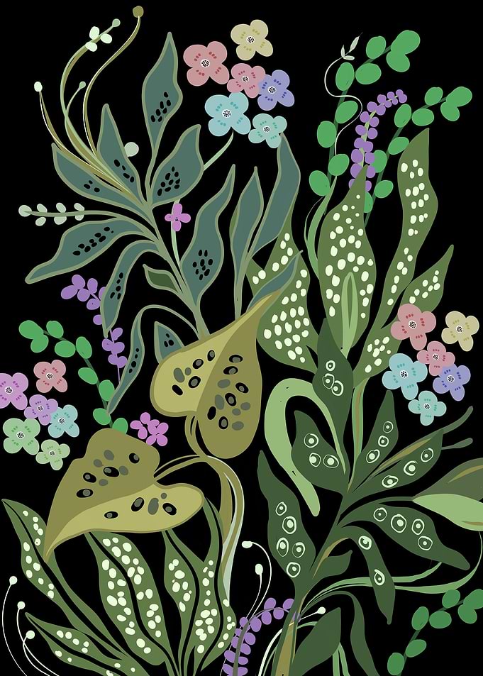Floral botanical leaves