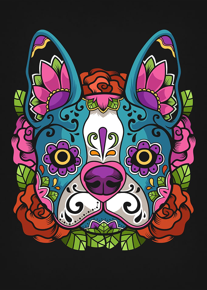 Boston Terrier Sugar Skull