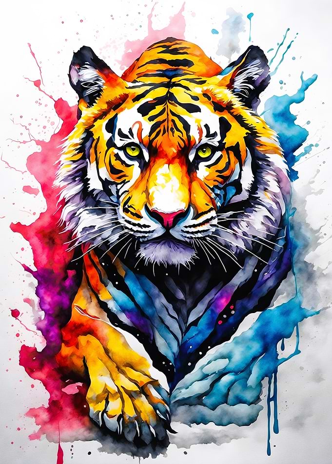 Amazing watercolor tiger