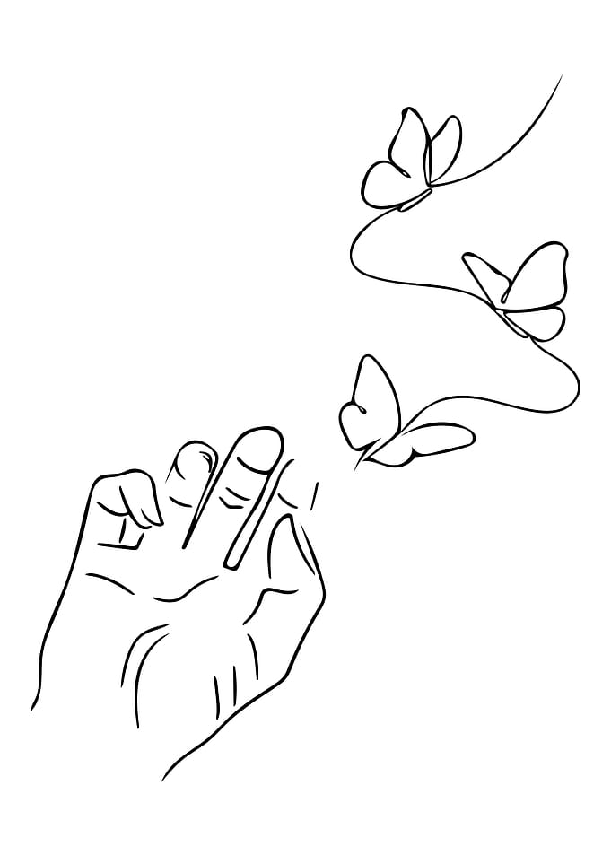 Butterfly Hands Line Art