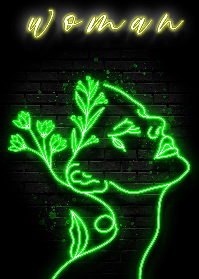 Neon Flower Woman Poster