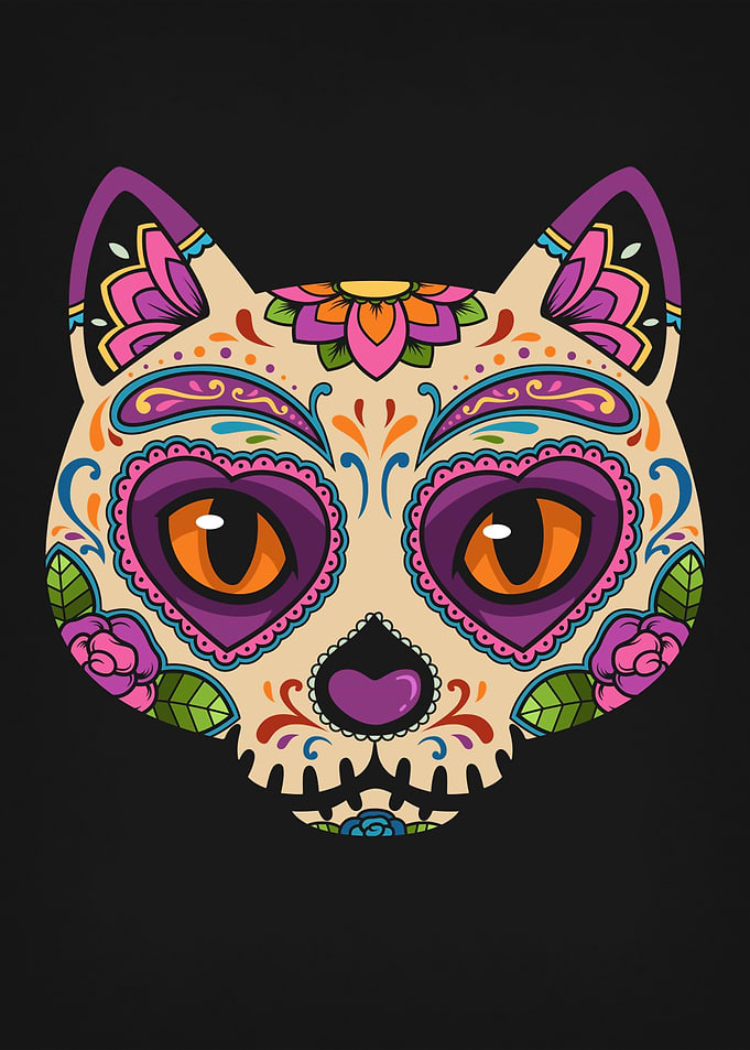 Cat Face Sugar Skull