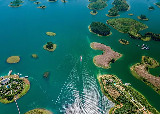 Aerial view Thac Ba lake