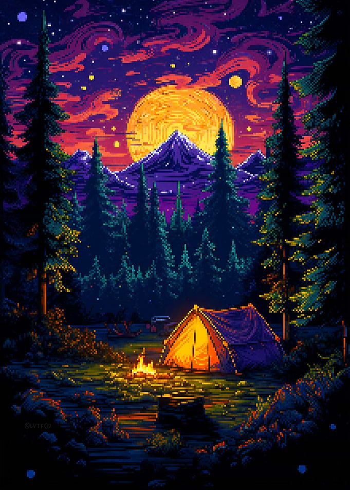 Forest Camp Pixel Art