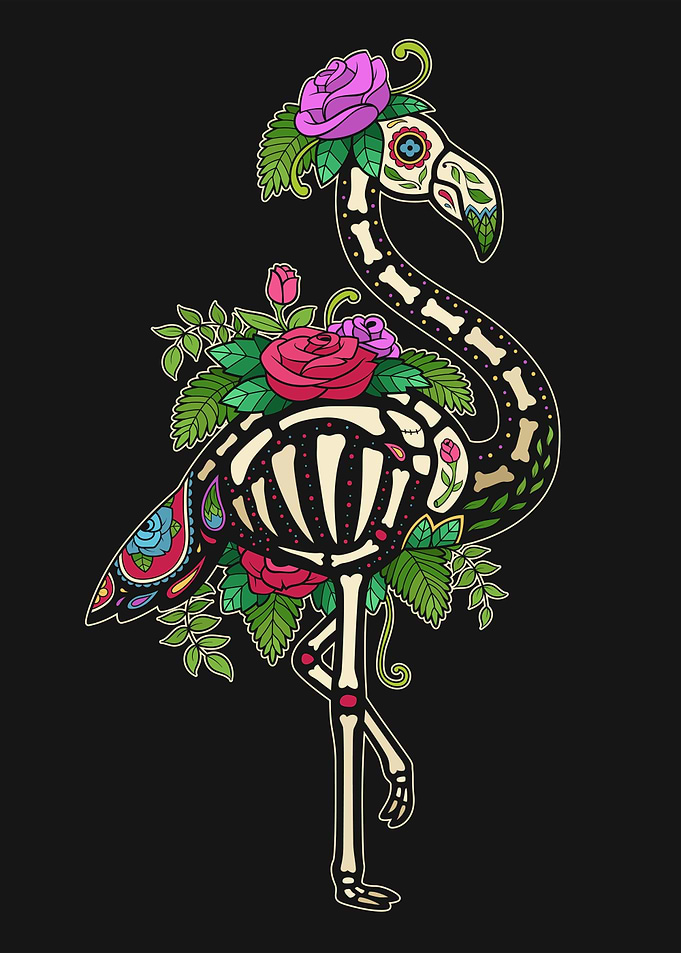Flamingo Sugar Skull