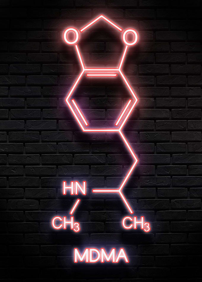 neon MDMA chemical poster