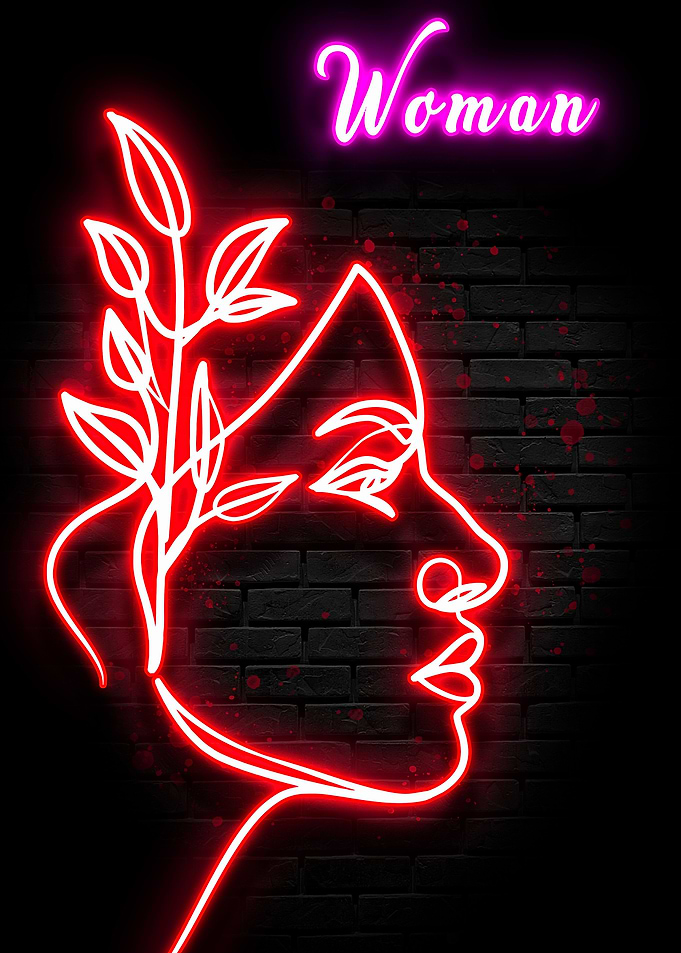 Neon Woman Red Poster