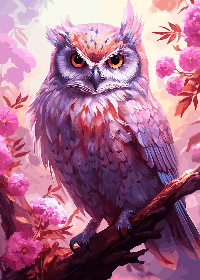 Watercolor Owl On A Branch