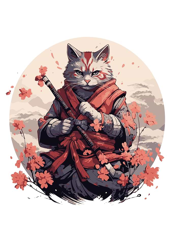 cat samurai japan