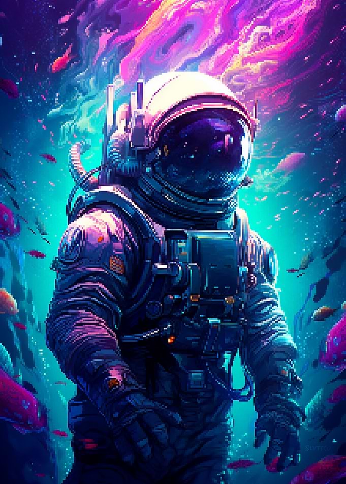 Tropical Astronaut Pixel