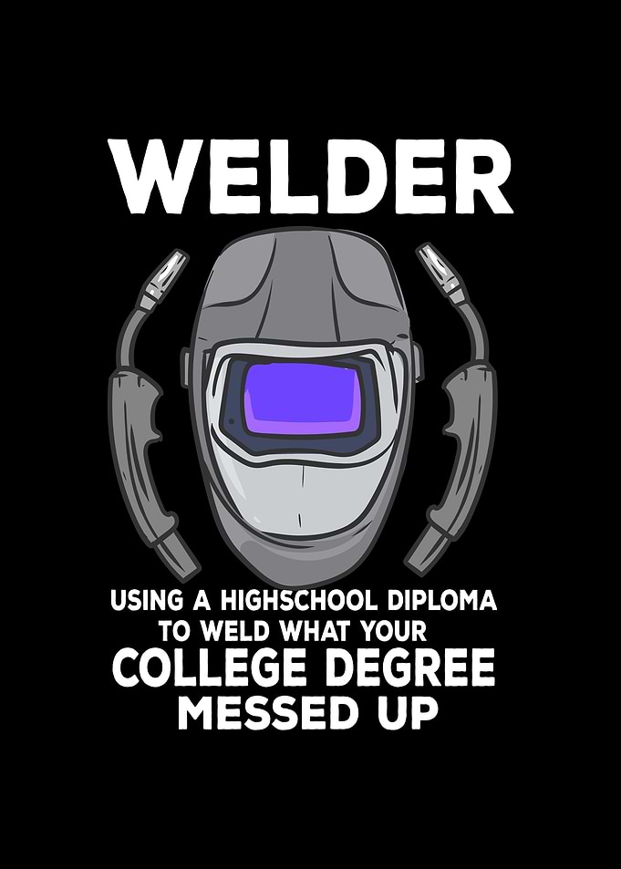 Welder Using A Diploma