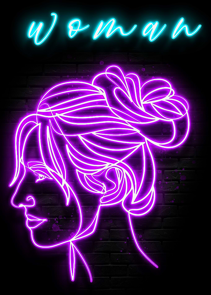 Neon Woman Pink Poster