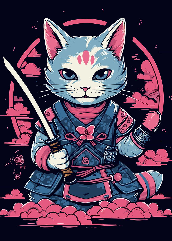 Cat in samurai armor