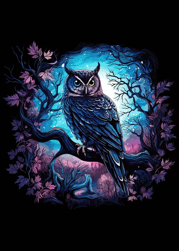 Watercolor Owl On A Branch
