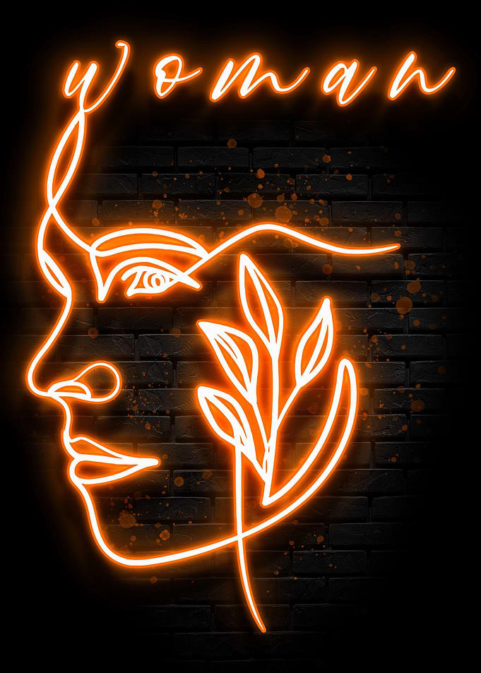 Neon Flower Woman Poster