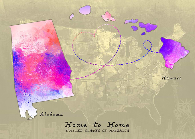 Alabama to Hawaii