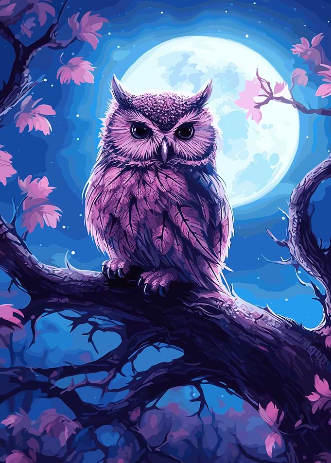 Watercolor Owl On A Branch