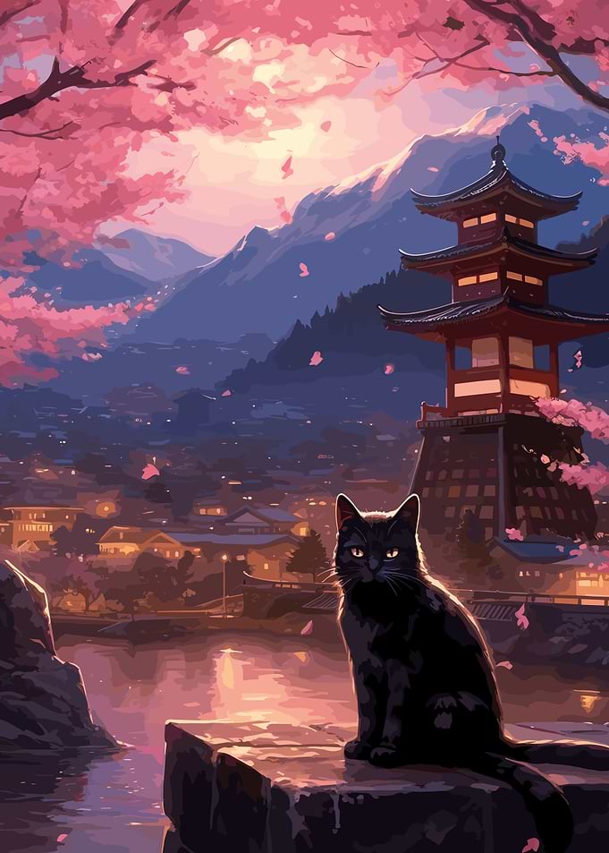 Cat Cherry Blossoms