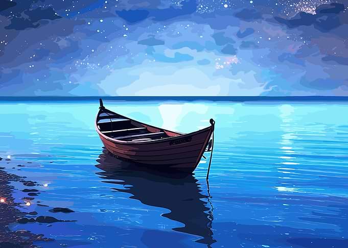 boat night moon
