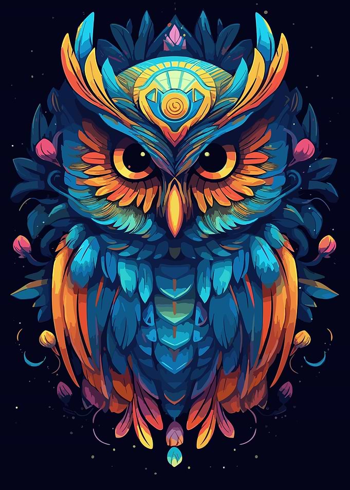 Bird Owl Colorful