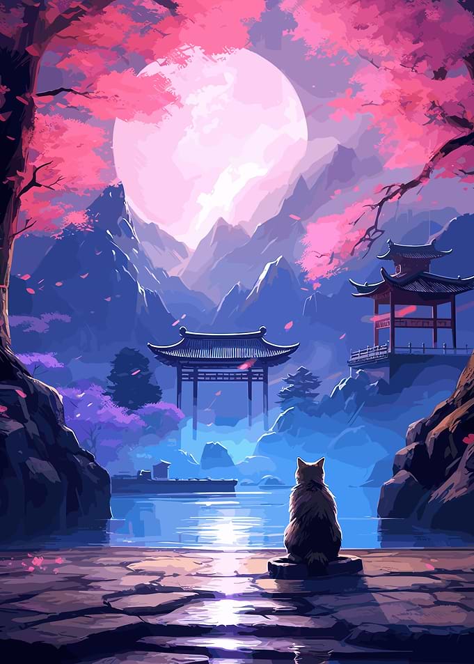 Cat Cherry Blossoms