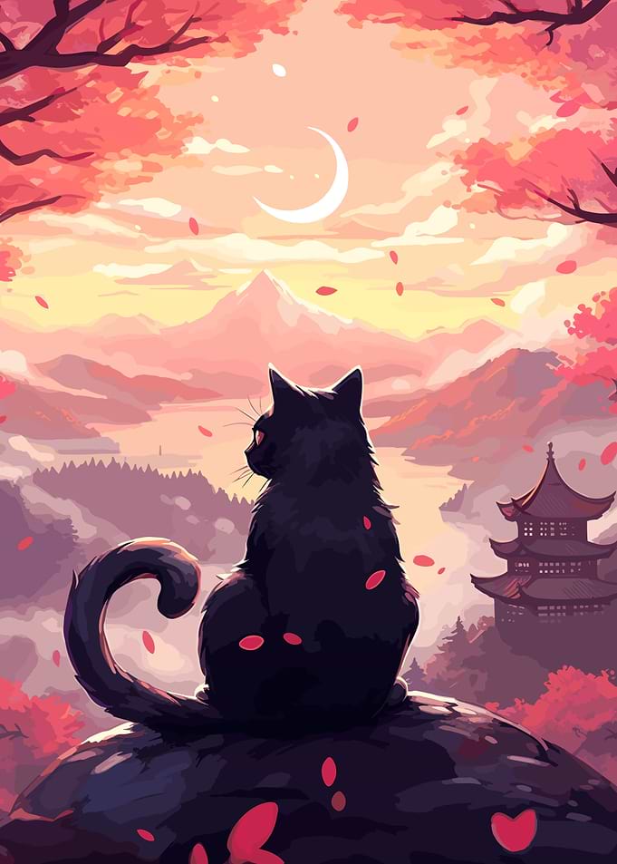 Cat Cherry Blossoms