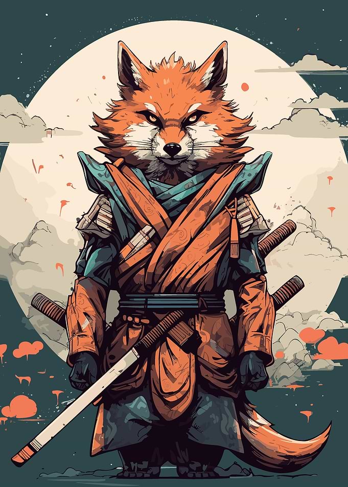 fox samurai animal