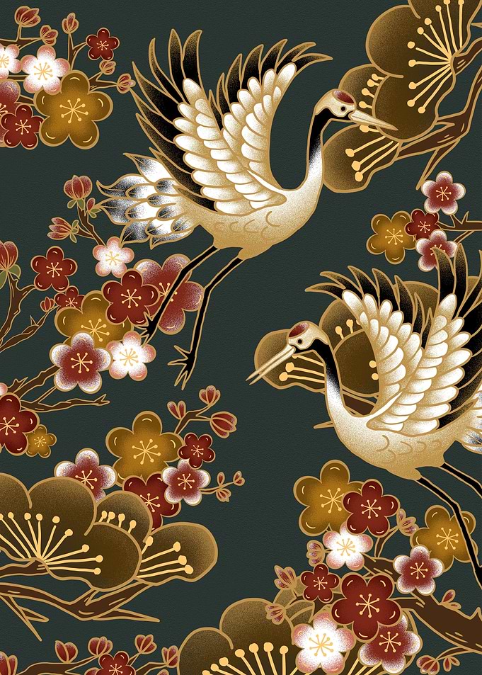 GOLDEN JAPANESE CRANES ORI