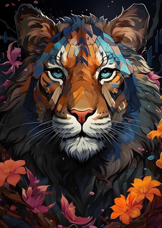 tiger colorful tones