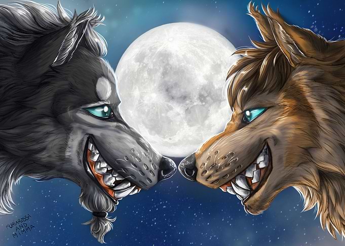 Grinning werewolves