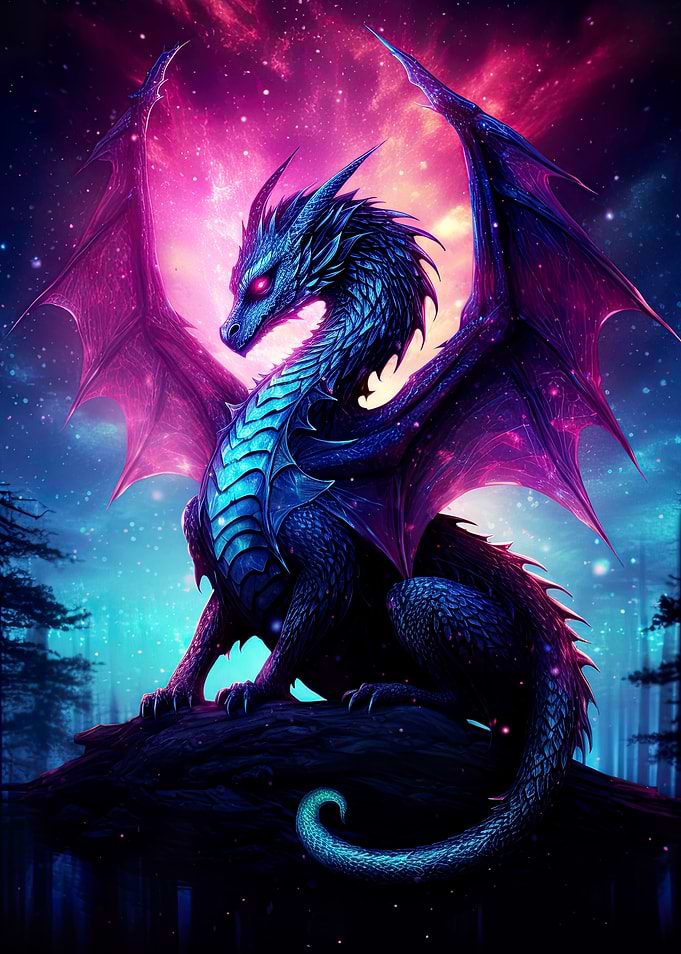 Fantasy dragon in the sky