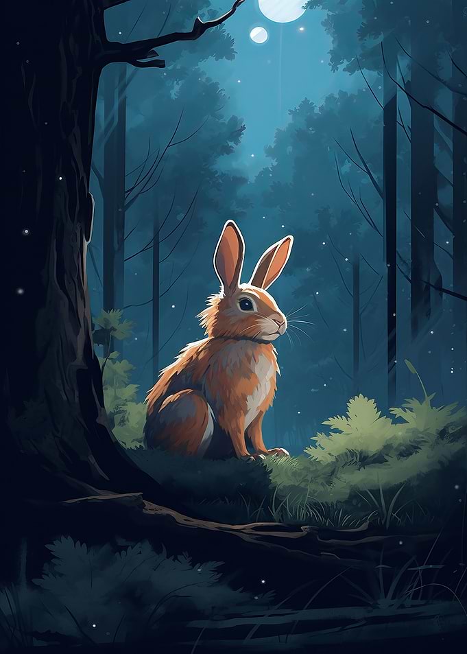 Rabbit In Forest Bunny