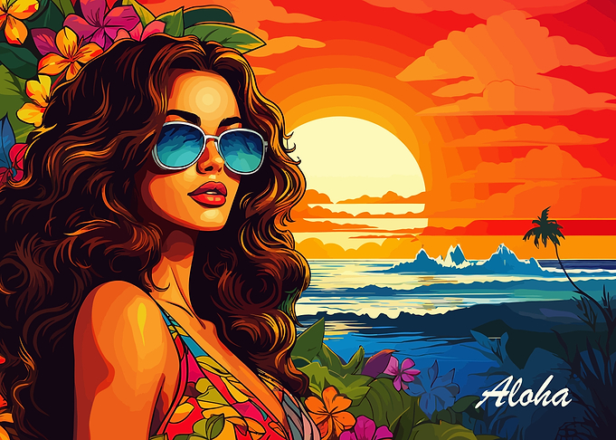 Aloha Hawaiian Girl Beach