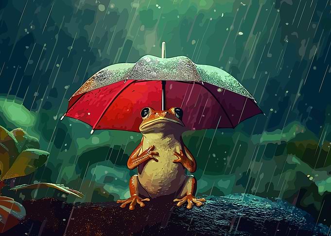 Happy Frog Rain Cute