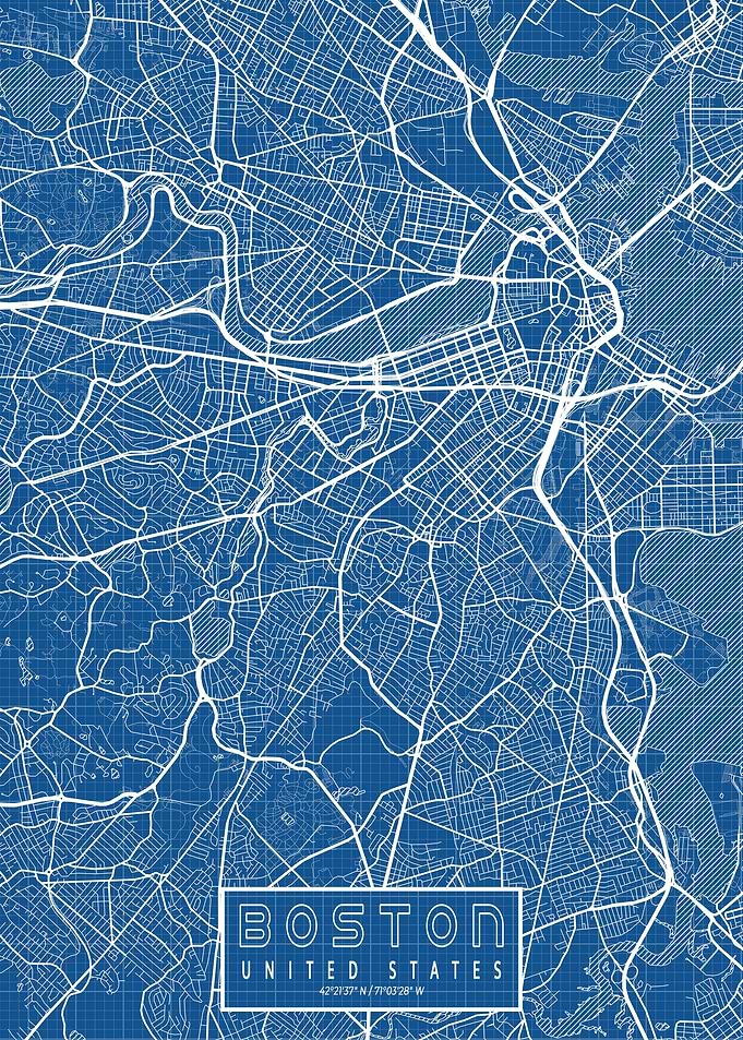 Boston City Map Blueprint
