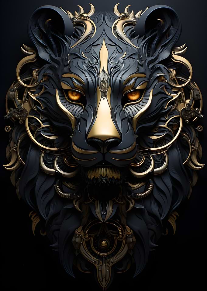 Majestic Lion in Gold