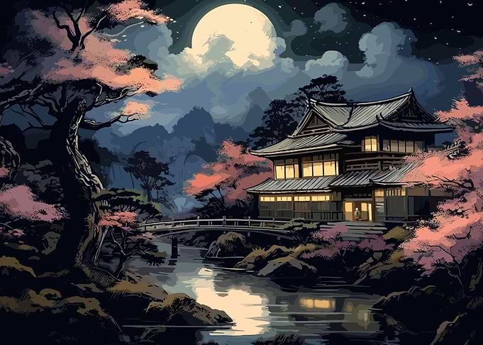 Moon Japanese Landscape
