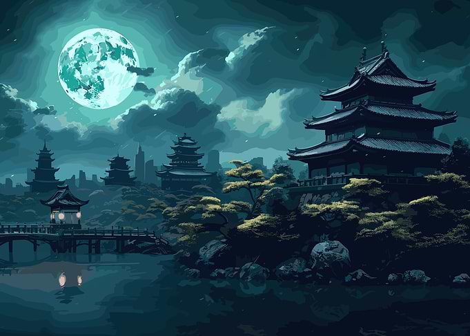Moon Japanese Landscape